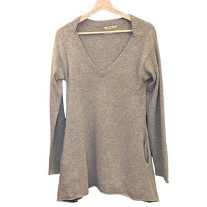 Velvet 100% Cashmere Taupe Tunic Sweater Long Sleeve Minimalist Luxe Soft